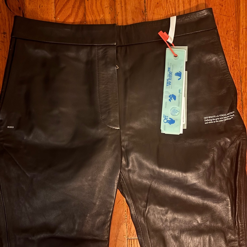 Off-White Black Leather Trousers - Picture 2 of 13